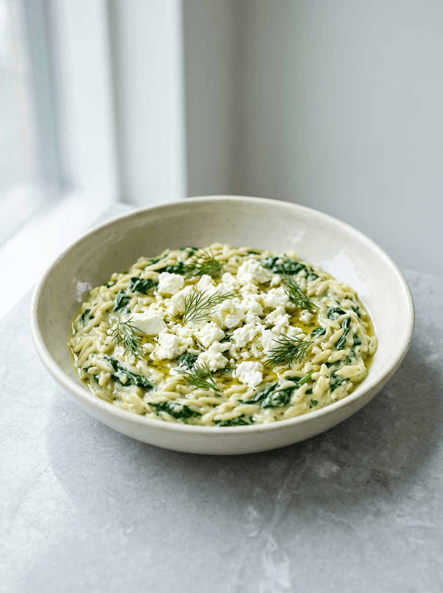 Creamy Spinach and Feta Orzo